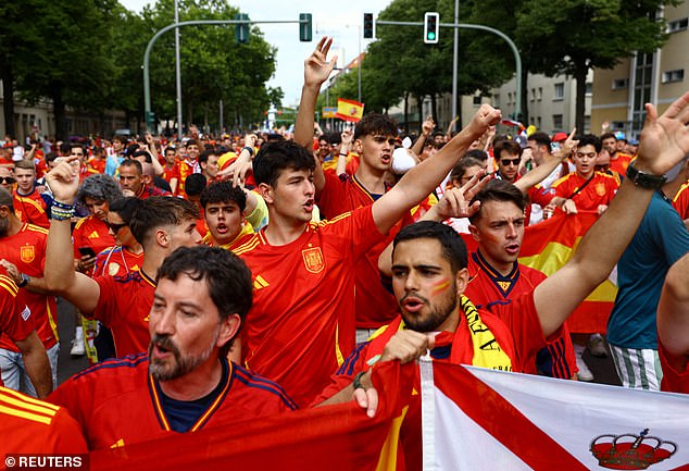 Spanish fans ahead of the game tonight in Berlin