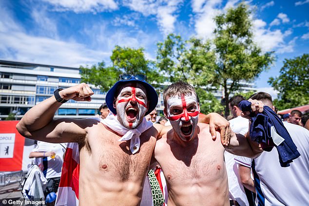 English fans gather at Breitscheidplatz ahead of the UEFA EURO 2024 final match