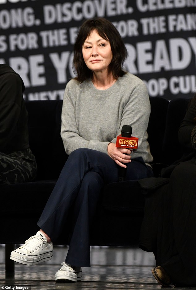 Shannen Doherty said she was 'wrecked' at the thought of starting chemotherapy again, just three weeks before she passed away on Saturday at the age of 53; (pictured February)