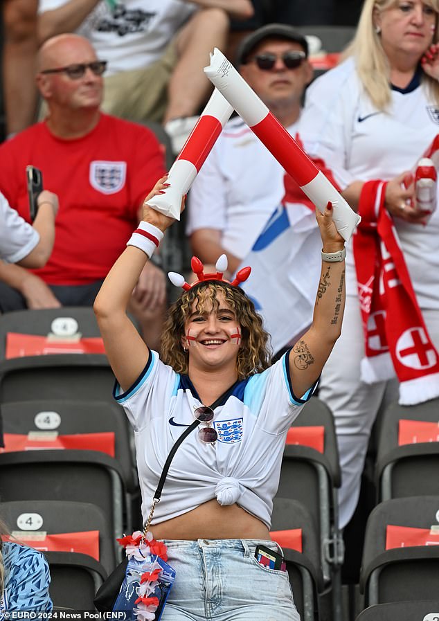 An England fan pictured in the stands ahead of kick-off