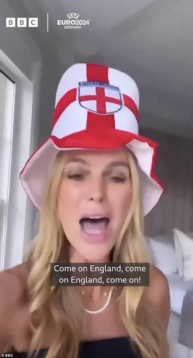 Earlier in the day, Amanda chanted 'Come On England' in a video for social media to share her support for the Three Lions