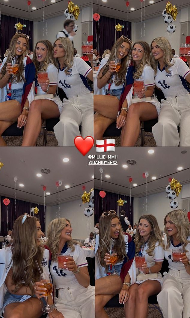 Pictured: England WAGs seen sipping on cocktails ahead of England's final against Spain yesterday evening