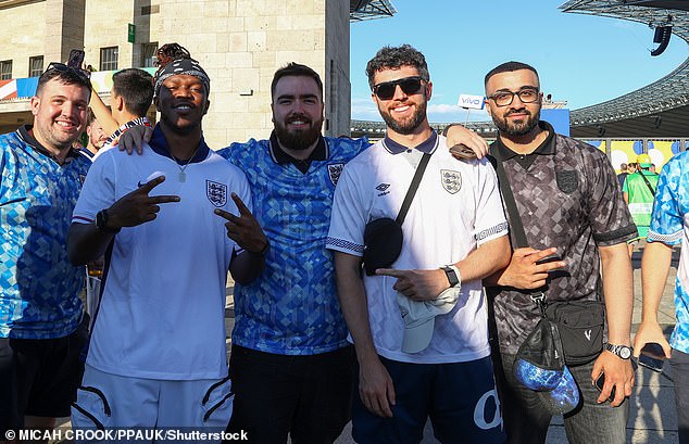 The YouTuber headed into Berlin stadium to support the Three Lions