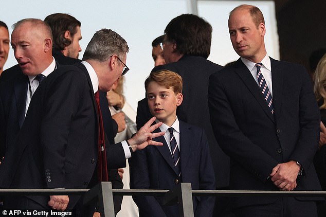 PM Keir Starmer seen speaking to Prince William and Prince George during the game's opening minutes