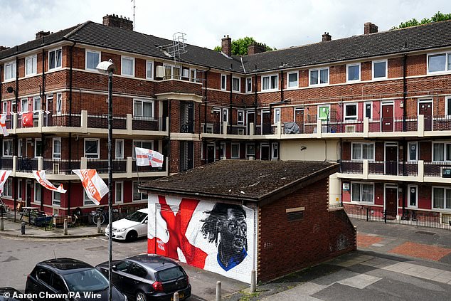 Pictured: A mural of England's Eberechi Eze at the Kirby Estate, Bermondsey, south London