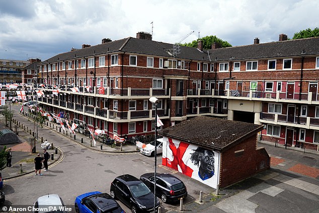 A mural of England's Eberechi Eze at the Kirby Estate, Bermondsey, south London