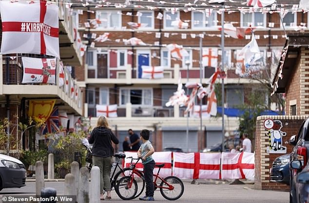 The Kirby estate on July 14 ahead of the Euros final between England and Spain