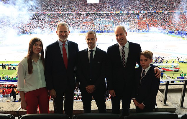 Ahead of the match, Prince William and Prince George posed for a photo with King Felipe and Princess Sofia of Spain