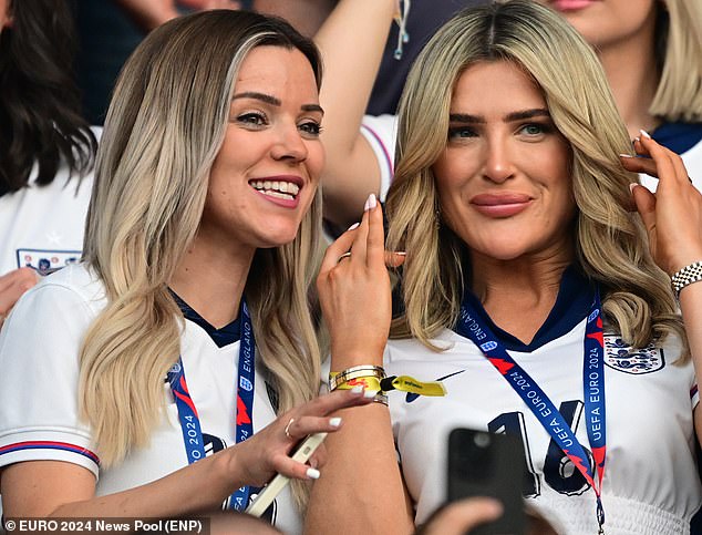 But the WAGs appeared to be remaining cheerful despite a goal from Spain. Pictured: Aine May Kennedy