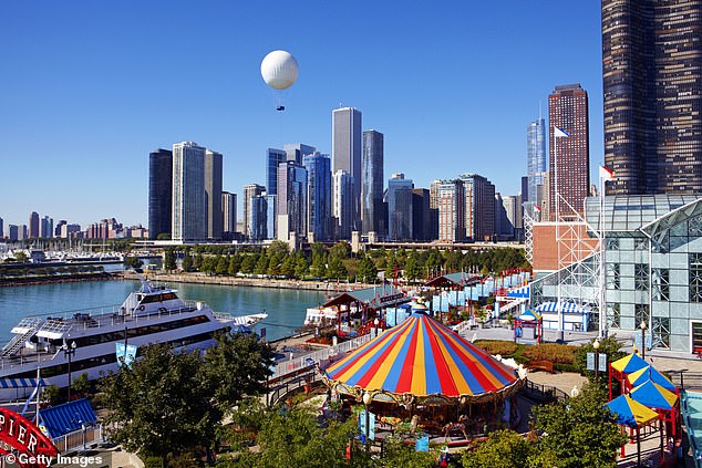 Known for its city culture and downtown area, Chicago is easily accessible by foot. (pictured: Skyline of Skyscrapers in Chicago from the 'Navy pier')