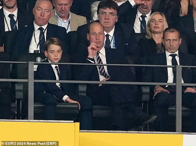 After Spain scored earlier in the match, Prince George looked visibly disappointed as he took a seat next to his father