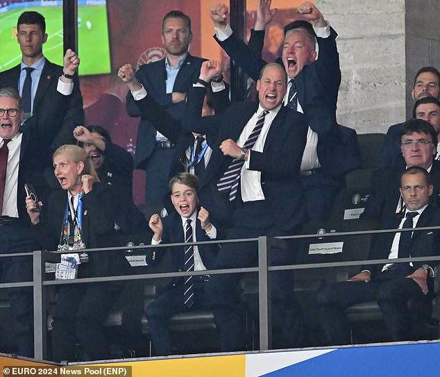 Prince William and Prince George donned matching striped ties and suits for the match