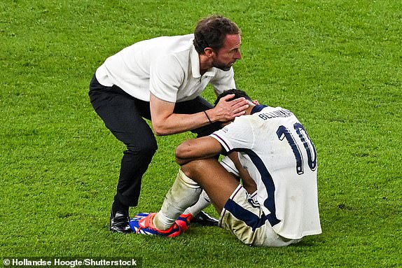 Mandatory Credit: Photo by Hollandse Hoogte/Shutterstock (14586296lk) BERLIN - (l-r) England coach Gareth Southgate, Jude Bellingham of England are disappointed by the loss during the UEFA EURO 2024 Final match between Spain and England at the Olympiastadion on July 14, 2024 in Berlin, Germany. Spain v England, UEFA EURO 2024 FINAL - 14 Jul 2024