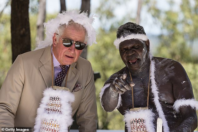 King Charles chats to an indigenous elder during a traditional Welcome to Country Ceremony on April 9, 2018