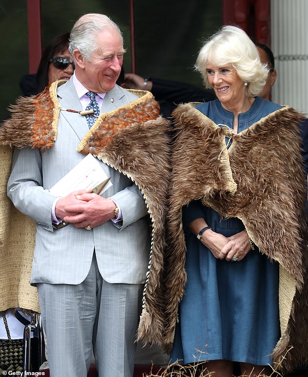 Charles will attend the Commonwealth Heads of Government Meeting in Samoa and is also expected to visit Sydney and Canberra in October. Pictured: The King and Queen in Waitangi, New Zealand, in 2019