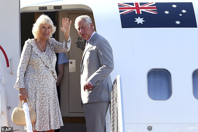 The King and Queen pictured in 2015 as they depart Perth, Australia following a tour