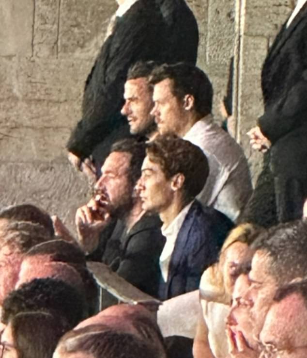 The famous duo, who have been spotted spending time together around London in recent months, were seen taking a seat in the stadium next to Formula One driver George Russell