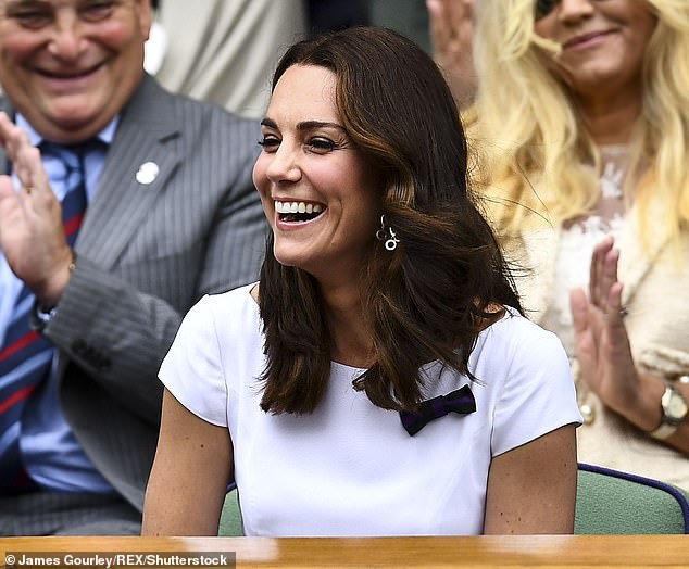 Pictured: The Princess of Wales the first time she wore her Wimbledon purple-and-green bow in 2017