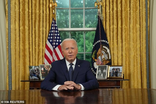 President Joe Biden speaking from the Oval Office