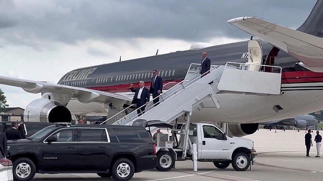 Trump arrived in Milwaukee on Sunday evening for the Republican National Convention.