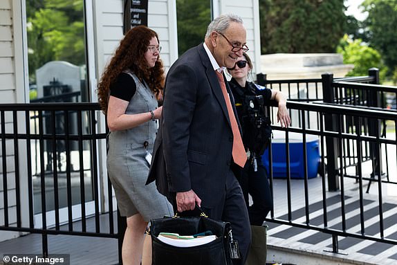 WASHINGTON, DC - JULY 11: Senate Majority Leader Chuck Schumer (D-NY) leaves the U.S. Capitol on July 11, 2024 in Washington, DC. Democratic party leadership is facing mounting pressure to strengthen its control over members, amidst varying levels of support for President Biden's bid for re-election. (Photo by Tierney L. Cross/Getty Images)