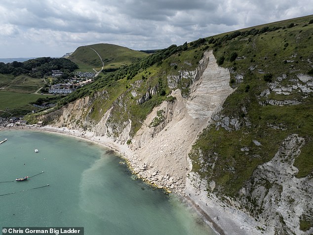 Soon after the slide earlier this year the Lulworth Cove area experienced a spree of wild weather and a local cafe was declared structurally unsafe