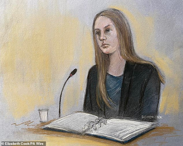 A court artist sketch of the convicted former nurse as she gives evidence during her trial at Manchester Crown Court earlier this month