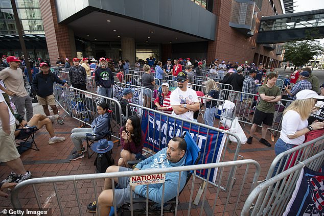 People lined up for hours to secure a seat at the Van Andel Arena, Grand Rapids