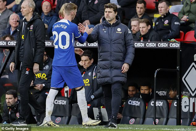 Pochettino isn't renowned for his silverware success either but is well-liked for his ability to develop young England players such as Cole Palmer (left)