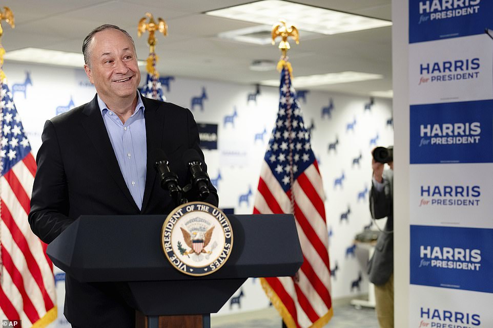 Doug Emhoff (pictured) will be stepping in for Jill Biden at a series of fundraisers the campaign has scheduled, including one in Martha's Vineyard with David Letterman and one in Paris tied to the Olympics. The first lady is stepping back from the campaign trail after her husband Joe Biden exited the president race.