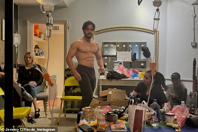 Kit Harington showed off his incredibly ripped physique in a shirtless snap on Wednesday. The Game of Thrones actor, 37, is currently starring in Slave Play in London's West End