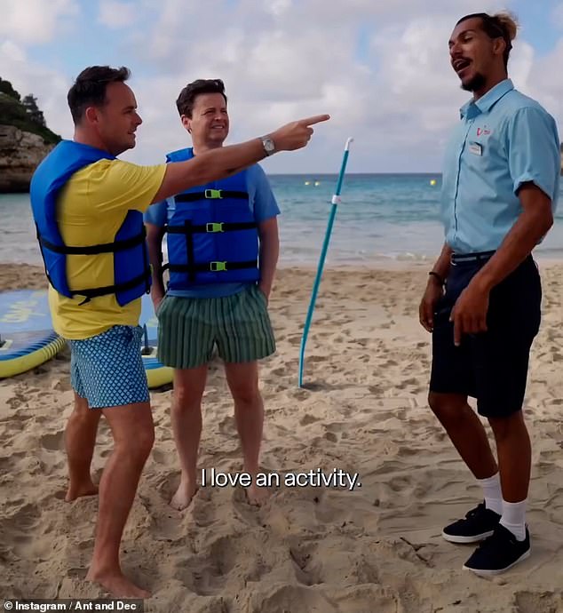 Ant And Dec paddleboarded in the sea under the watchful eyes of Fabrizio, a TUI representative and a paddleboard expert