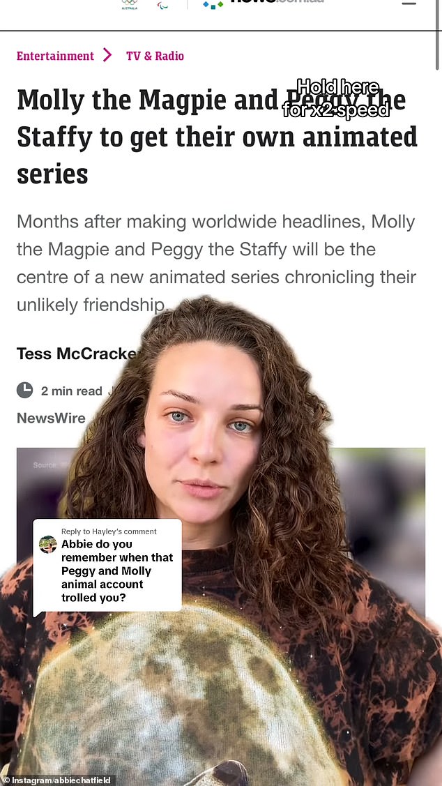 Abbie Chatfield posted a long-winded rant to Instagram on Tuesday calling out Peggy and Molly's owners Juliette Wells and Reece Mortensen for trolling her on a post she shared in October 2023