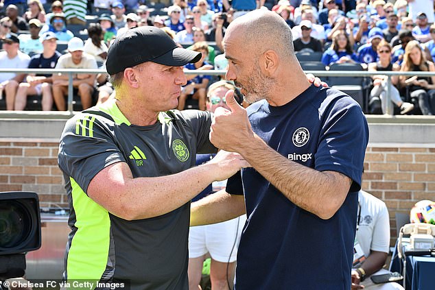 Brendan Rodgers (left) has warned Enzo Maresca (right) that managing Leicester City cannot compare to the pressures at Chelsea