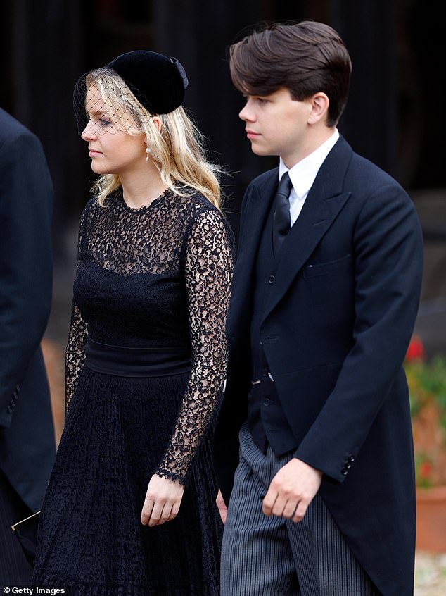 Sam pictured with his cousin, Margarita Armstrong-Jones, at the committal service for Queen Elizabeth II at St George's Chapel, Windsor, September 2022