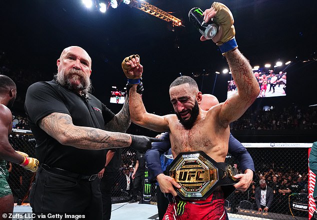 Muhammad was overcome with emotions as he was crowned the new UFC welterweight champion