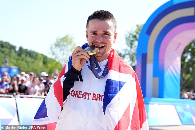 Tom Pidcock (pictured) won gold in the men's mountain bike race - defending his Tokyo 2020 title