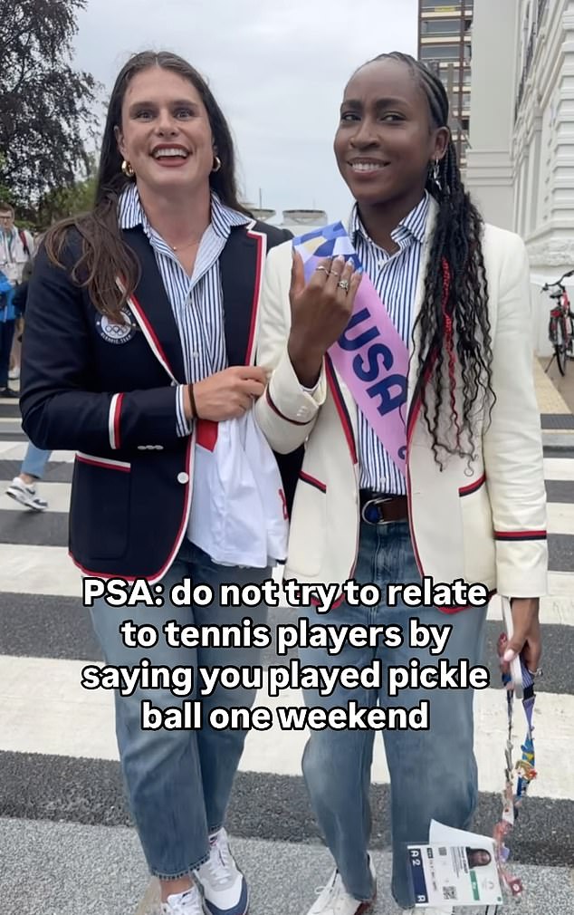 Maher (left) makes light of meeting tennis player Coco Gauff (right) in another Instagram post