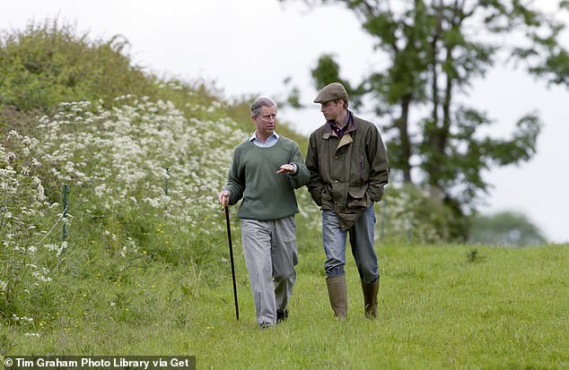 King Charles has passed on his passion for the environment to his son Prince William. Above: The pair walking at Duchy Home Farm in Gloucestershire, 2004