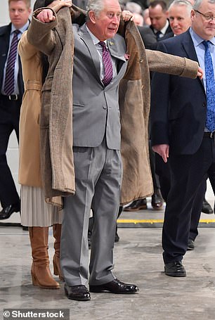 Charles in the same coat in Newport, Wales, 2020