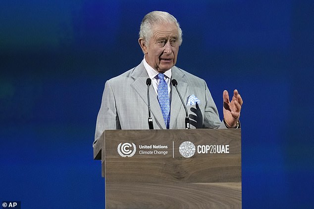 King Charles III speaks during an opening ceremony at the COP28 U.N. Climate Summit, 2023