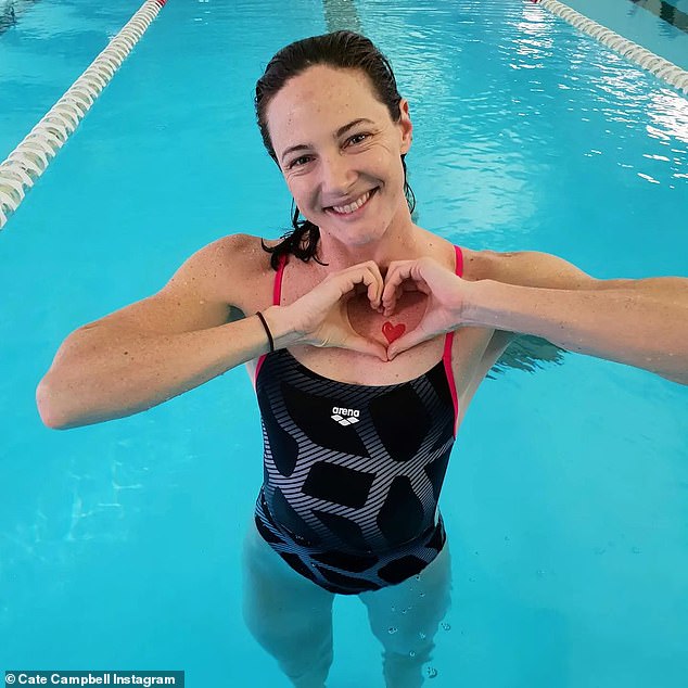 Campbell (pictured) is hoping Cam McEvoy can become the first Aussie bloke to win gold in Paris when he swims the 50m freestyle final on Saturday morning