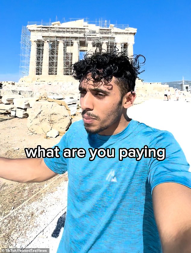 The influencer (pictured), who states on the platform that he is from Manchester, slammed the 'absolute state' of the famous monument and called it a 'glorified construction site'