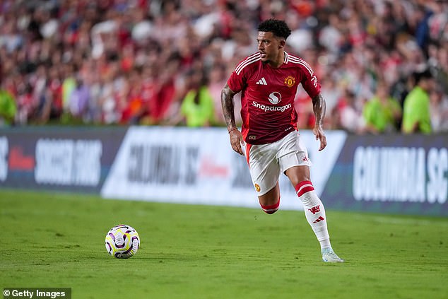 Jadon Sancho started up front for Man United in Saturday's friendly against Liverpool