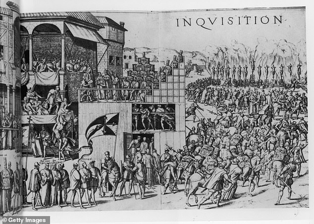 Engraving depicting the Spanish Inquisition