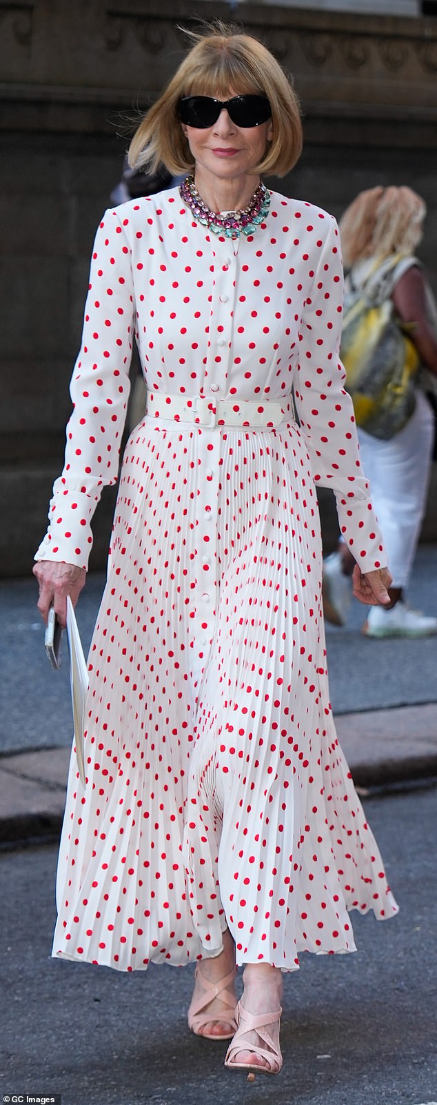 Anna Wintour attends a Marc Jacobs fashion show wearing the designer at the start of July