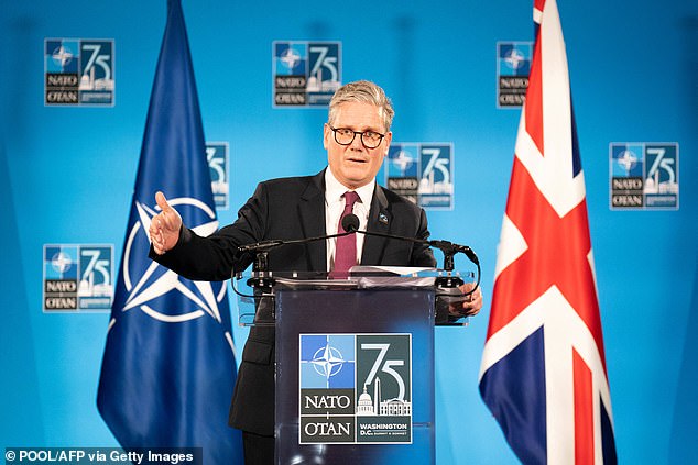 Prime Minister Keir Starmer holds a press conference at the end of the Nato 75th anniversary in Washington, DC on July 11