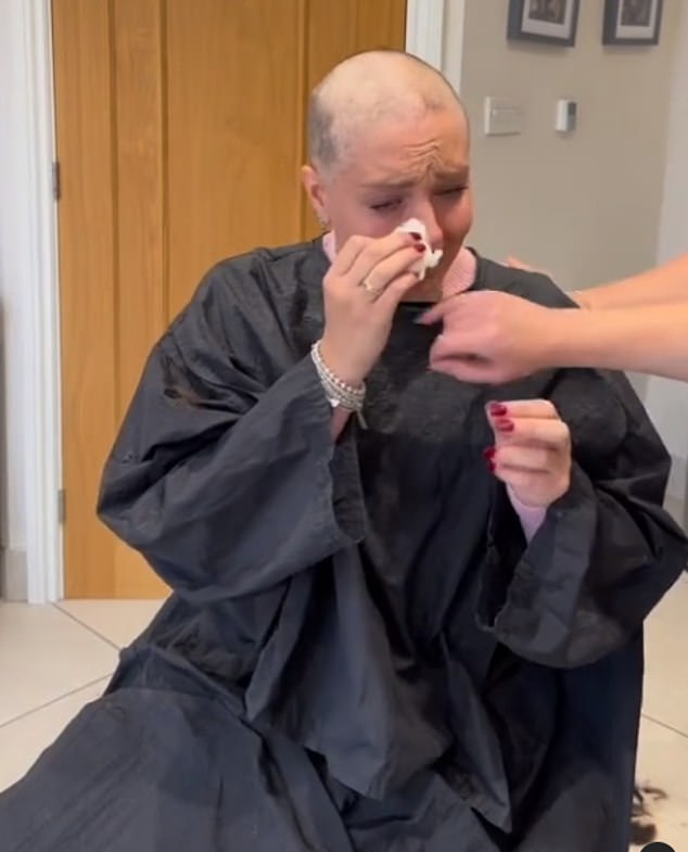 The Strictly professional cut all her hair off and wiped away tears as she underwent chemotherapy to treat her breast cancer