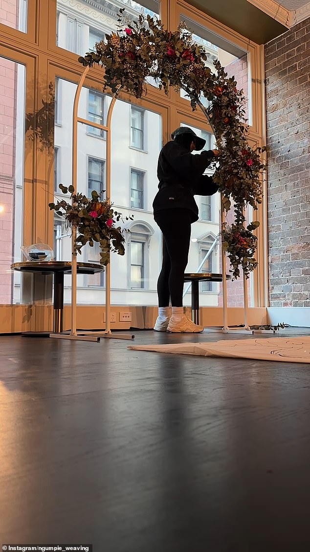 Narelda took to her Instagram Story to share a clip showing the construction of a stunning flower arch she exchanged her vows under