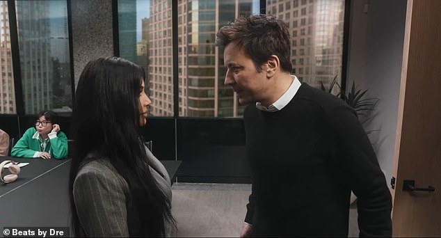 Kim Kardashian took on Jimmy Fallon in a hilarious ad for Beats headphone